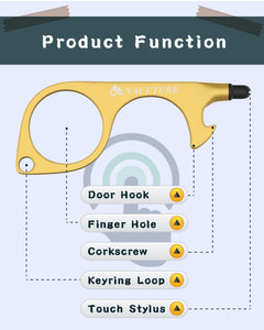 No Touch Door Opener Tool, Pack of 4 with Retractable Keychain